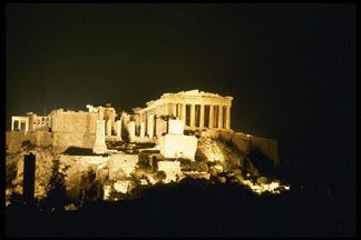 Athens aropolois at night