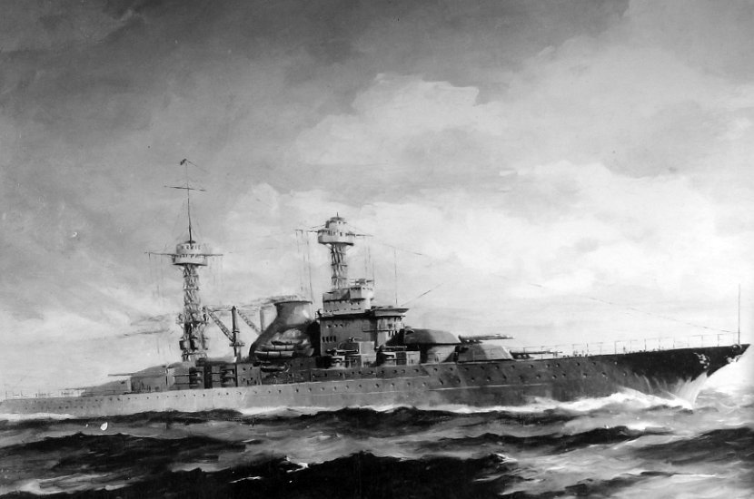 Painting of Battleship by Rose Stokes