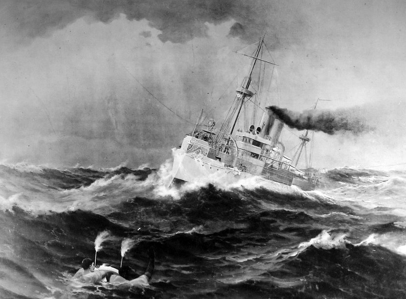 Painting USS Maine in Storm off Hatteras 