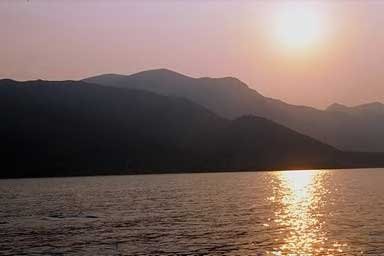 sunset over greek waters