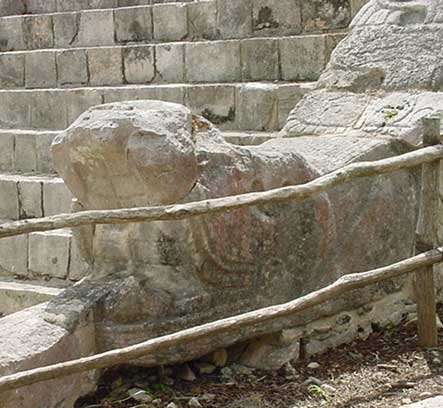 Serpent at bottom of the Steps  Chichen Itza