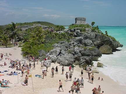 Tulum with view of ocean and beach