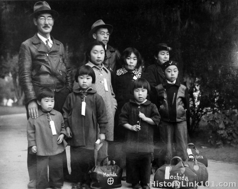 Members of the Mochida family awaiting evacuation