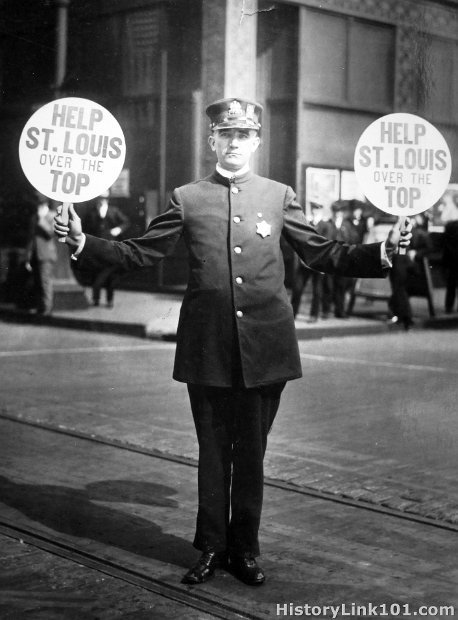 Traffice Policeman using 4th Liberty Loan fans for signal
