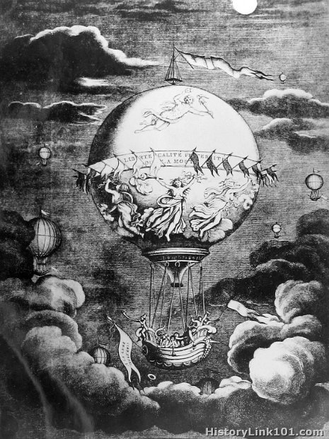 French Revolutionary Caricature of Airship 