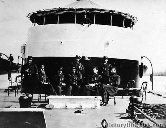 Group of officers on deck of monitor Mahapac