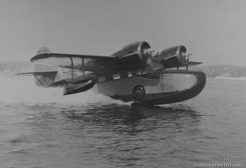 Grumman Model 21 Amphibian taking off 