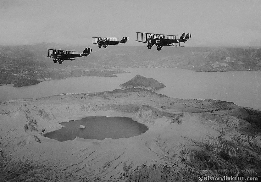 Bombers over crater of Taal Volcano  