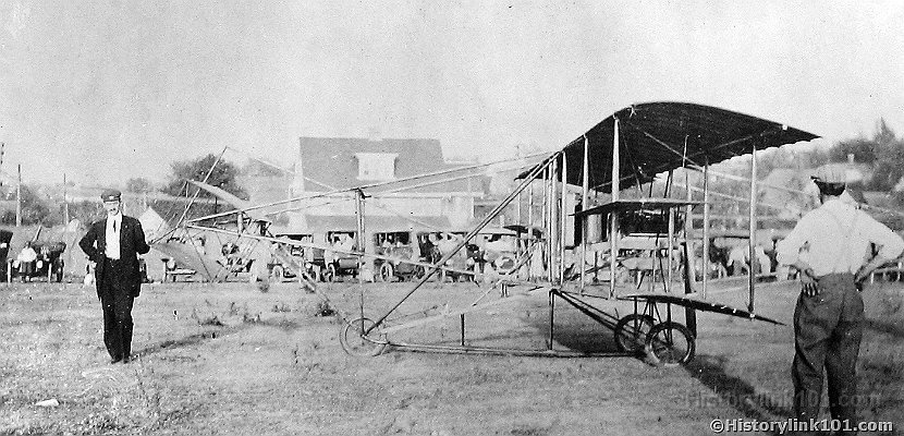 Curtiss Plane with Left Glenn Curtiss and Mr. Hudson 