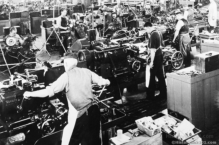 Screw machines in foreground