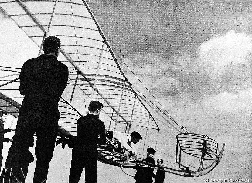 Wilbur Wright Gliding in Wright Glider 1903
