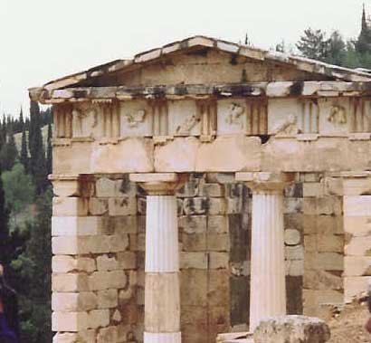 close up athenian tresury at delphi