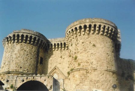 rounded castle walls Island of Rhodes