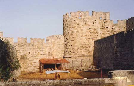 rounded Castle walls island of rhodes