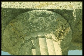 close up of top of doric column