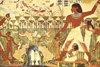 Egyptian Wall Painting in Tomb of Nakht