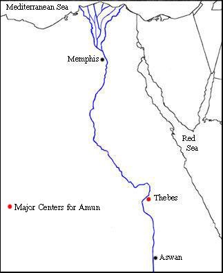 Map of Centers of Worship for Amun