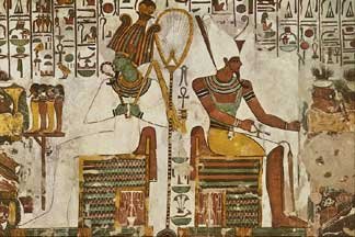 Osiris and Atum Wall Painting, Tomb of Queen Neferiari