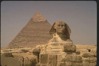 great sphinx pyramid in background