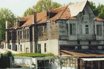 run down buidling near water in istanbul