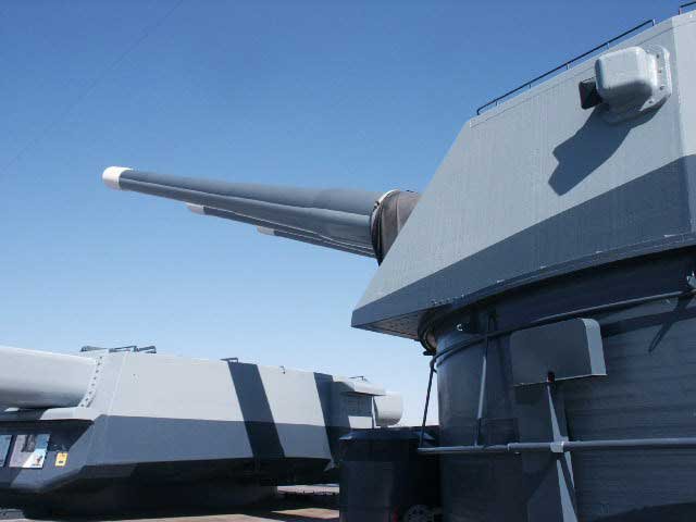 Royalty Free Picture of Battleship North Carolina's  16" Gun Turret Side View