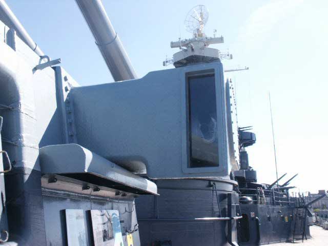 Royalty Free Picture of Battleship North Carolina's  View Finder on side of 16 inch Turret