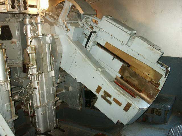 Royalty Free Picture of Battleship North Carolina's  inside 5 inch gun turret