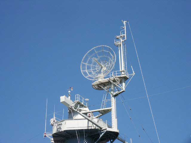 Royalty Free Picture of Battleship North Carolina's Air Search Radar 