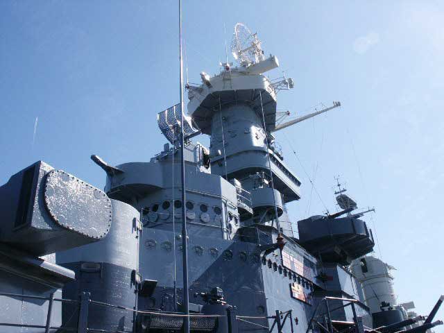 Royalty Free Picture of Battleship North Carolina's  Foremast Structure