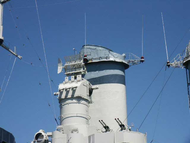 Royalty Free Picture of Battleship North Carolina's  Stacks