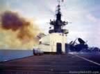 Guns firing on the USS Hornet