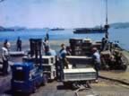 Supplies on the deck of USS Sangamon