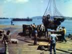 Supplies on the deck of USS Sangamon