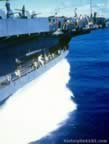 USS Yorktown cut through water